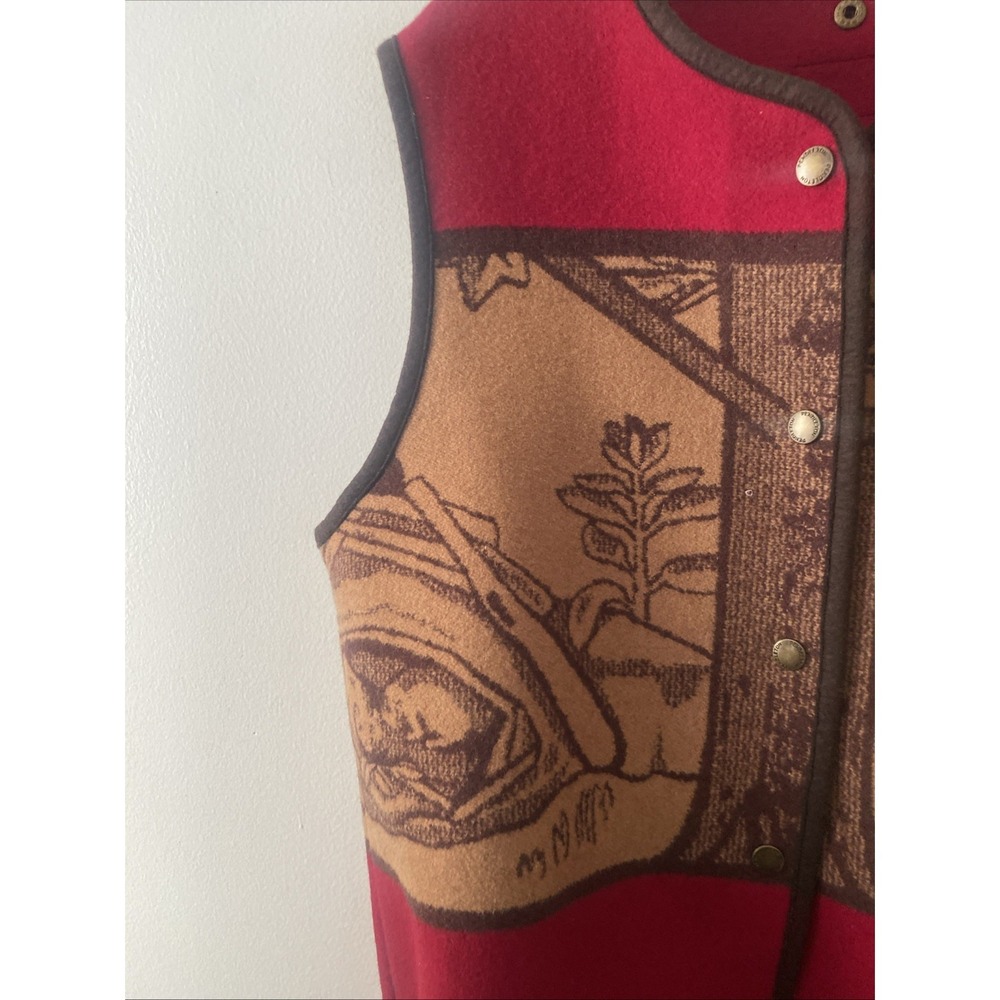 Rare Vintage Pendelton Field Jacket With Intarsia Wool Wildlife Vest Beaver Deer - Picture 15 of 16